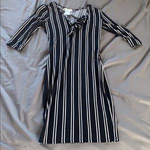 Black and white striped bodycon dress